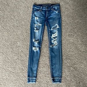 American Eagle size 2 “destroyed” denim jeggings